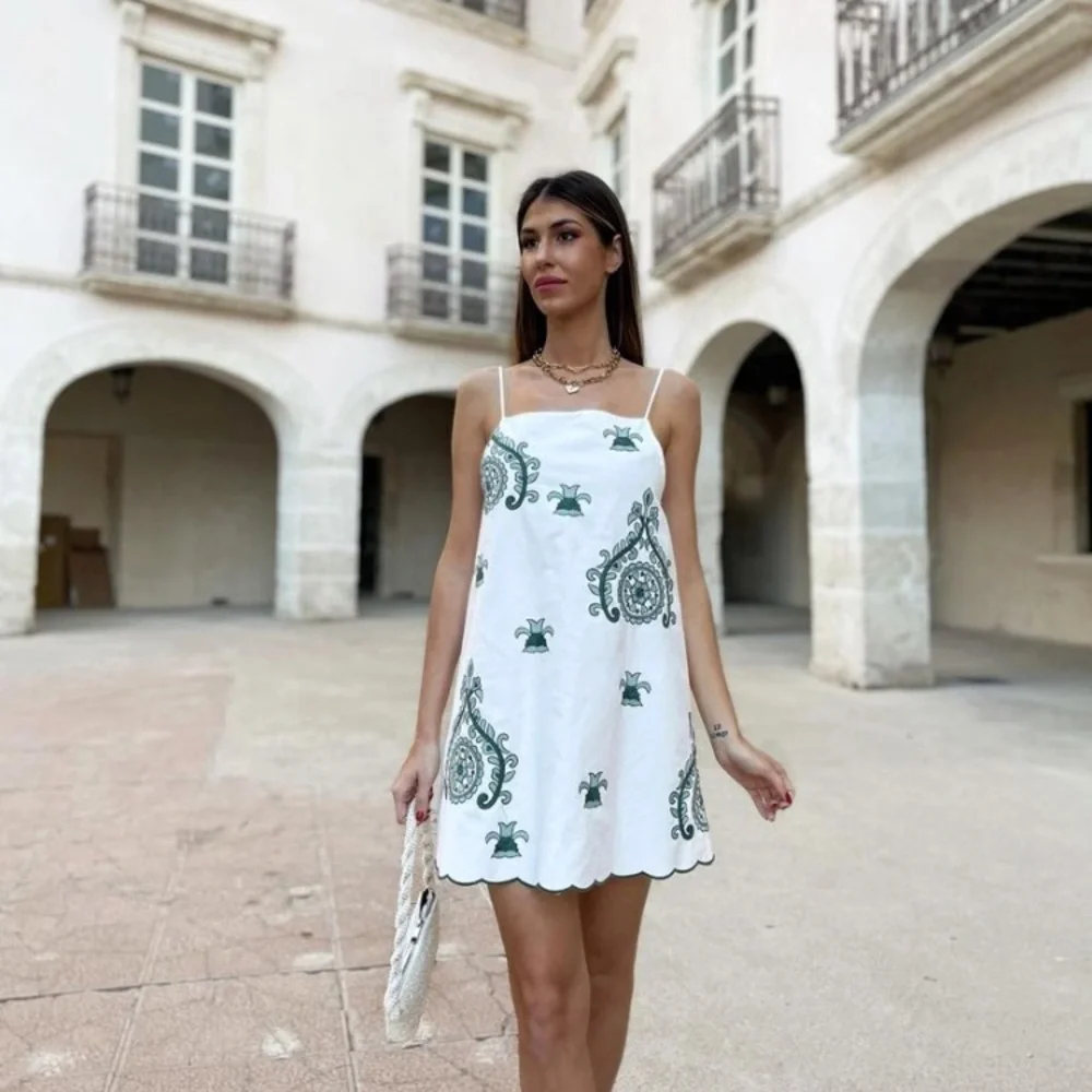 ZARA EMBROIDERED MINI DRESS SIZE SMALL - Picture 5 of 16